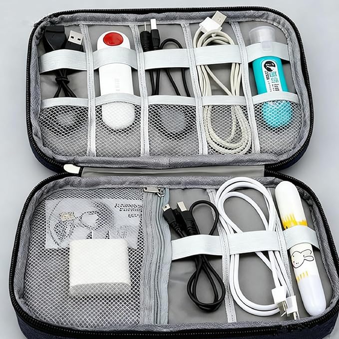 Bestac Electronics Organizer Case, Cable Storage Pouch for Travel, for Phones, Power Banks, SD Cards, and Chargers (Black)