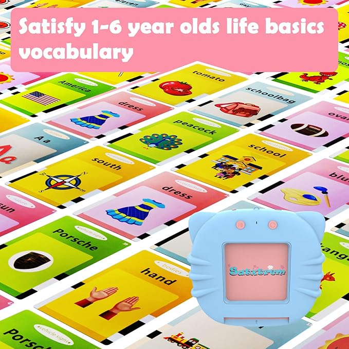 ABC Learning Toys for Toddlers 1-6, Pocket Speech Therapy Toys for Autistic Children, Talking Flash Cards 384 Sight Words, Montessori Sensory Educational Gifts for Boys Girls(Blue)