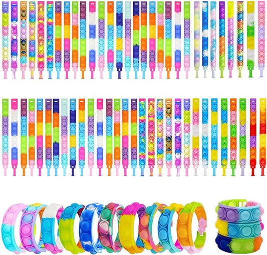 150pcs pop Random Bracelet,Pop Bubble Fidget Sensory Toys, Pop Toy Bulk for Party Favor, Classroom Student Prizes Easter Basket Goodie Bag Stuffers Christmas Valentine Gift for Kid