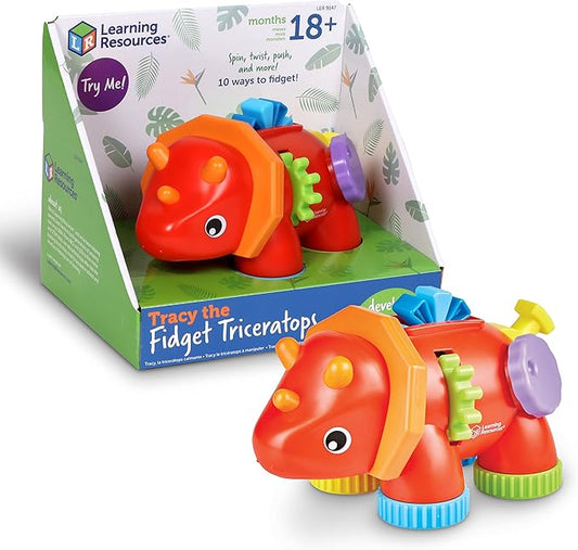 Learning Resources Tracy The Fidget Triceratops - Sensory Toys for Toddlers, Fidget Toys for Kids, Travel Toys for Toddlers