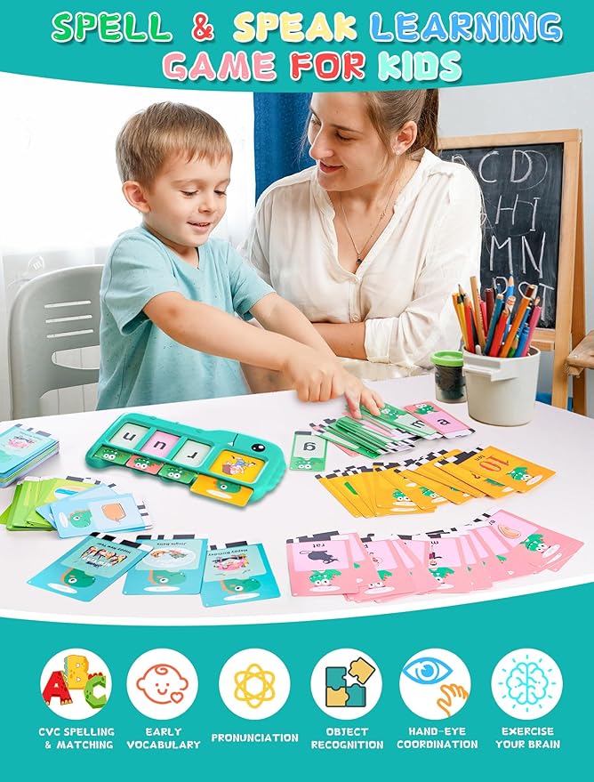 Talking Flash Cards for Toddlers Learning: Alphabet Learning Toys - Matching Spelling Games with 224 Sight Words - Montessori Toys for 3 4 5 6 Years Old Kids