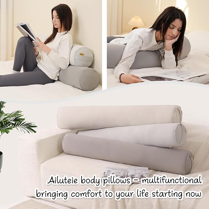 Cuddle Pillow – Body Pillow for Adults, Long Bolster Pillow for Bed, Soft & Supportive for Restful Sleep,47.24 x 7.87 Inches,Zinc Gray