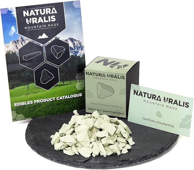 Ural Green Clay | 3.5oz of Natural Green Clay, Pastel to Verdant Green - Amazing Crunch, Satisfying Earthy, Velvety and Firm Texture, ASMR Sensation