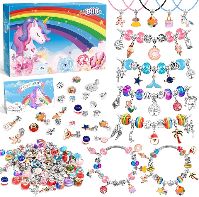 BIIB Bracelet Making Kit for Girls, Art Supplies for Girls Ages 8-12, Arts and Crafts for Girls Kids Ages 8-12, Girls Toys Age 6-8, Jewelry Making Supplies, Unicorns Gifts for 6-12 Year Old Girls