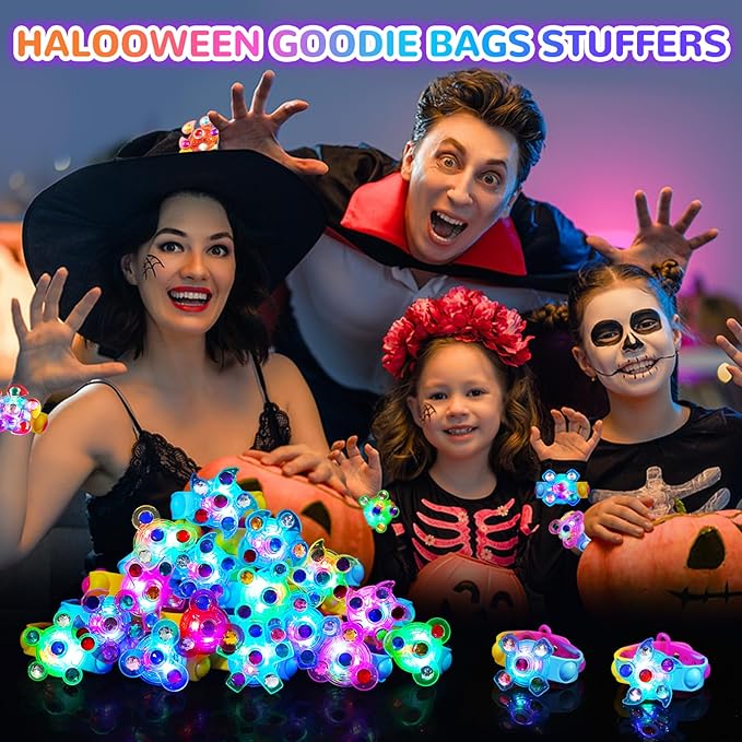 25 Pack Light Up Bracelets Valentines Day Gifts for Kids, Goodie Bags Stuffers Party Favors for Kids 3-5 4-8-12, Birthday Gifts Valentines Classroom Prizes Glow in the Dark Party Supplies for Kids