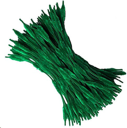 Pack of 100 Pipe Cleaners Fuzzy Bumpy Chenille Stems for Creative Handmade DIY Art Craft (Green)