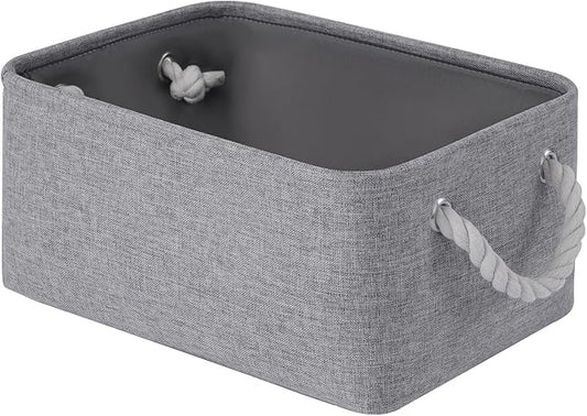 VQRTEXA Storage Baskets for Shelves 13.8x9.8x6.7 Inch, Foldable Fabric Storage Bins with Handles, Small Storage Baskets for Organizing Closet, Bathroom, Office, Home Organization (1-Pack, Gray)