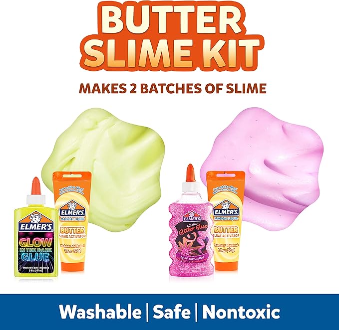 Elmer’s Butter Slime Kit, Includes Elmer’s Glow in the Dark Glue, Elmer’s Glitter Glue, Elmer’s Butter Slime Activator, 4 Count