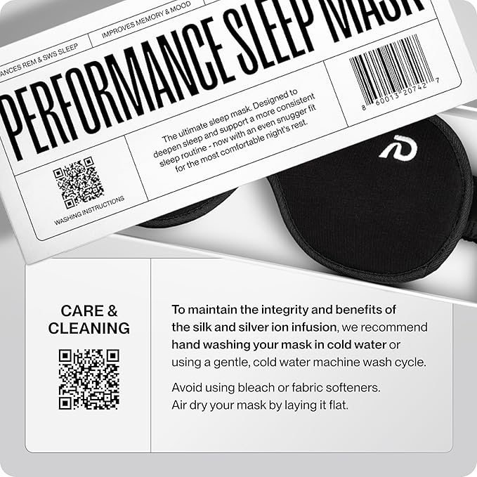 Dream Recovery The Luxe Mask - 3D Performance Silk Sleep Mask for Side Sleepers - 100% Light Blocking, Adjustable Eye Cover for Sleeping