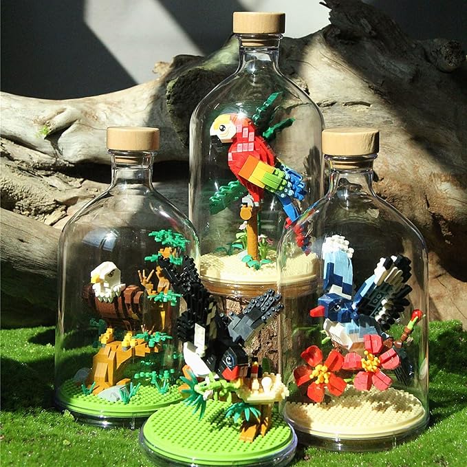 Thcbme Bird Animals Building Block Toy Set, Parrot, Swallow, Eagle, Creative Set to Build and Display, Compatible with Lego 6254100 Building Accessory, Great Gift for Kids with Ages 6+(Parrot 483pcs)