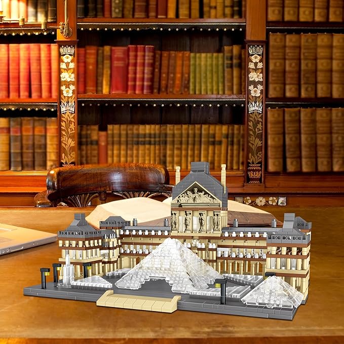 Paris Louvre Museum Model Building Blocks Set Micro Bricks World Famous Architecture Educational Toys for Kids Adults 3377 Piece Birthday