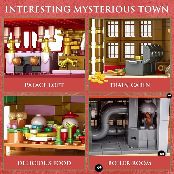 Architectural House Sets Spirited Away Building Block Set, Creative Anime House Building Block Set, Suitable for Adults and Kids Over 12 Years Old (1868pcs)