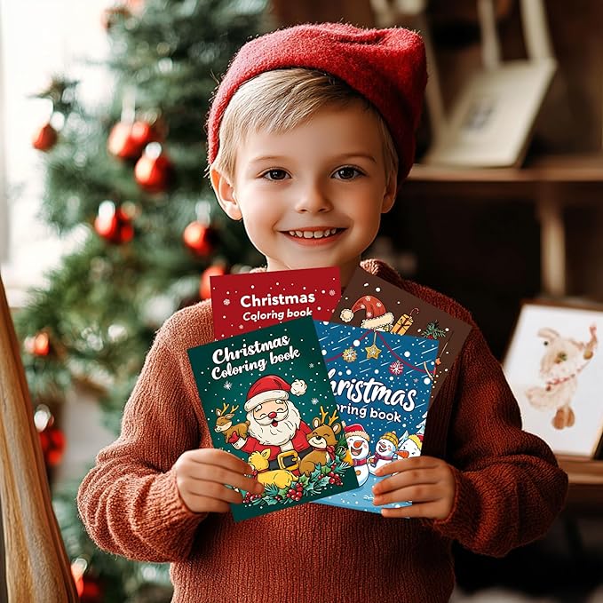 Enxhz 48 Pack Christmas Coloring Books Party Favors for Kids Girls Boys, Bulk Xmas Holiday Coloring Books, Xmas Stockings Goodie Bags Stuffer Filler Fun Holiday Party Supplies - A