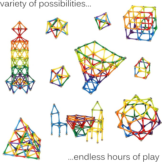 Goobi Magnetic Building Sticks Blocks Toys Magnet Construction Set Tiles Toy Montessori STEM Educational Toys for Ages 3 4 5 6 7 8 Kids (300 Pcs, 300, Pieces)