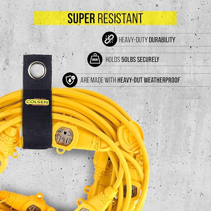 COLSEN Storage Strap – 10 inch large Heavy Duty Garage Organization Cable Keeper Wire Holder Outdoor rope strap Hose Hanger for extension cords RV Organizers Garden Anchor Marine Workshop (6Pack)