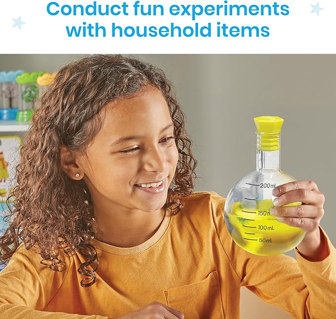 hand2mind Starter Science Measuring Flask Set, Plastic Beakers for Kids, Science Lab Equipment, Measuring Toys for Kids, Kids Chemistry Set, Educational Science Kits, Science Supplies for Classroom