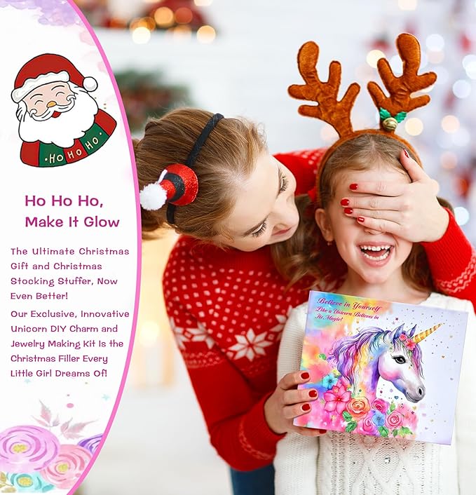 Girls Charm Bracelet Making Kit - Unicorn Jewelry Supplies Make Set DIY Art Craft Set Charm Bracelets Kits Creative Birthday Gifts for Kids Age 6 7 8 9 10 11 12 Year Old Girl Little Children Girl Toys