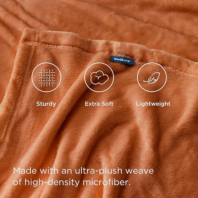 Bedsure GentleSoft Fleece Blankets Queen Size Mango - 280GSM Soft Lightweight Plush Cozy Blanket for Bed, Sofa, Couch, Travel, Camping