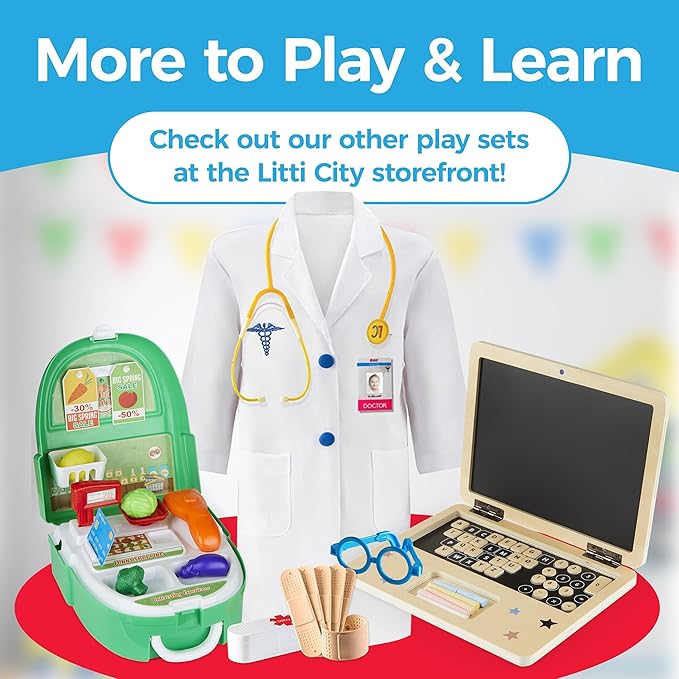 Gardening Pretend Play Set & Flower Press Kit - Kids Gardening Set with Apron, Pair of Gloves, 3 Gardening Tools, Wooden Flower & Leaf Press - Safe Outdoor Gardening Tools for Kids & Teens