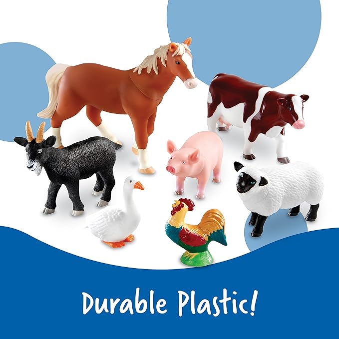 Learning Resources Jumbo Farm Animals, Animal Toy Set for Toddlers, 7 Pieces, Ages 18 Mos+