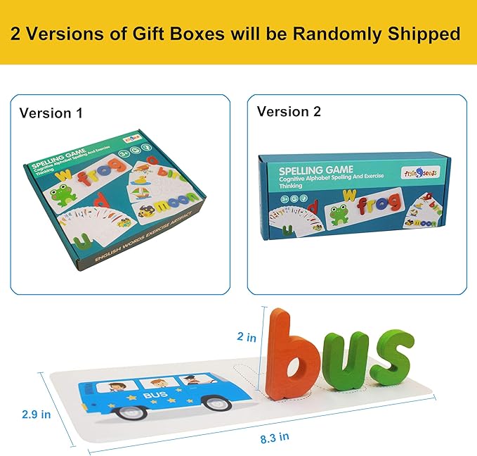 FLYINGSEEDS See and Spell Learning Toys, CVC Word Builders with Sight Words Flash Cards Kindergarten, Educational Toys for Toddler 2 3 4 Year Old Boys Girls - Gifts for Kids