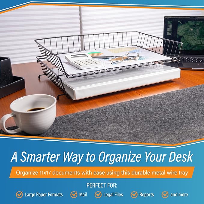 Ruby Paulina 11x17 Wire Basket Desk Tray Black