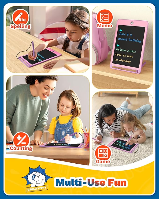 TEKFUN Kids Toys for 3+ Years Old Boys Girls, 8.5inch LCD Writing Tablet Erasable Drawing Tablet Writing Pads, Kids Travel Learning Toys Boys Girls Birthday Gifts Age 3 4 5 6 7 (Purple)