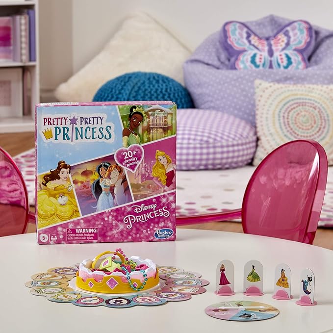 Hasbro Gaming Pretty Pretty Princess: Edition Board Game Featuring Disney Princesses, Jewelry Dress-Up Game for Kids Ages 5 and Up, for 2-4 Players