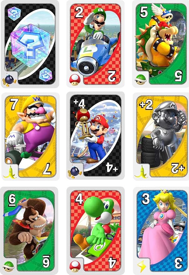 Mattel Games UNO Mario Kart Card Game for Kids, Adults, Families & Parties with Special Rule for 2 to 10 Players