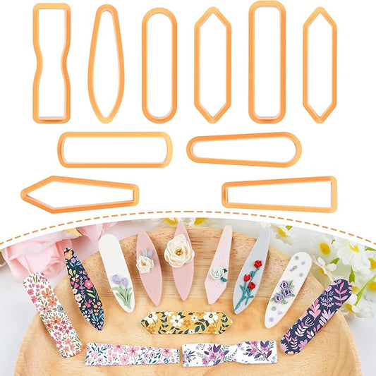 Puocaon Long Dangle Clay Cutters - 10 Pcs Clay Cutters for Polymer Clay Jewelry, Basic Oval Clay Cutters for Hair Clip Barrettes Making, 3D Print Rectangle Polymer Clay Earring Cutters