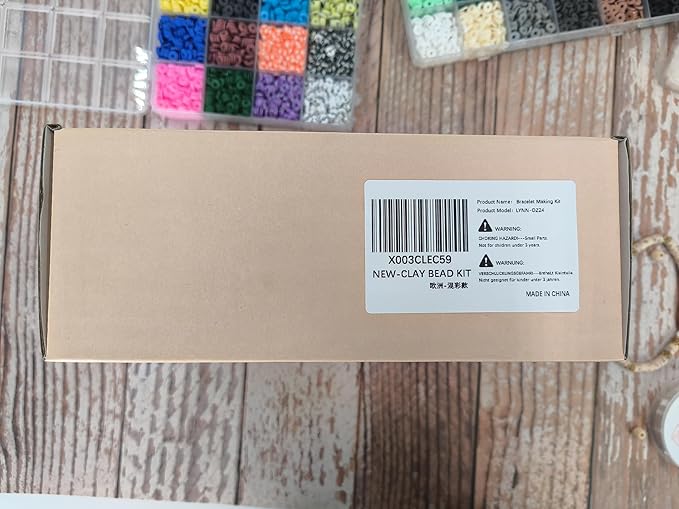 Clay Beads 8500 Pcs 2 Boxes Bracelet Making Kit - 24 Colors Polymer Clay Beads for Bracelet Making Set - Heishi Disc Beads for Jewelry Making kit with Charms and Gift Pack for Girls