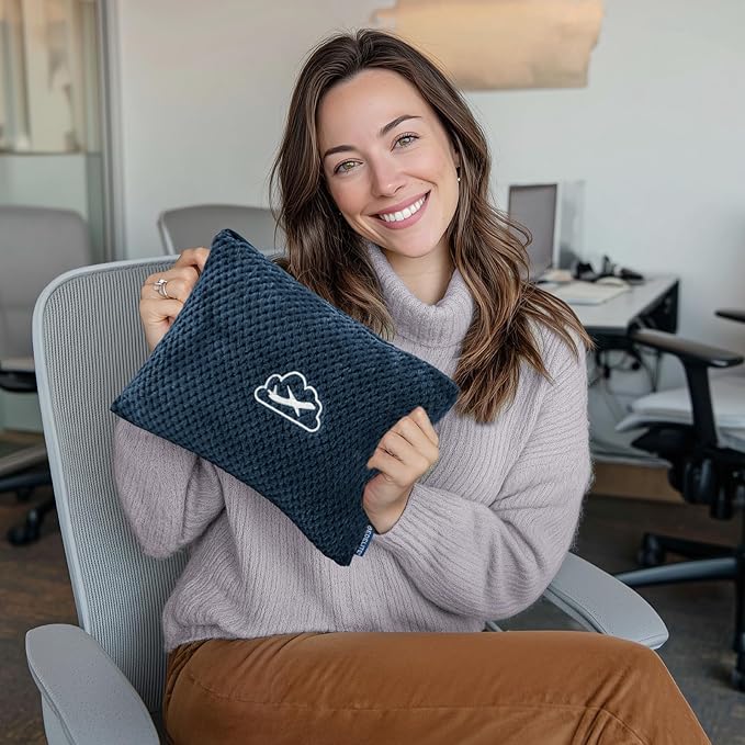 BEDELITE Travel Blanket with Bag, Ultra-Soft Jacquard Fleece Blanket with Luggage Sleeve & Backpack Clip, Airplane Blanket Travel Essentials, Navy