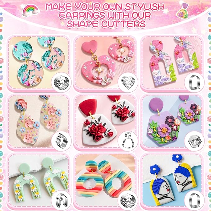CGBOOM 527Pcs Polymer Clay Earring Making Kits, 3 in 1 Clay Kit Earring and Bracelet Making Kit, Polymer Clay kit for Adults Teens Girls