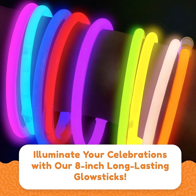 Glow Fever Glowsticks Bulk 1200pcs Party Pack includes 600 8" Glow Sticks and 600 connectors, Bracelets and Necklaces, DIY Costume , Light Sticks, for Concert, Wedding and Birthday, Green