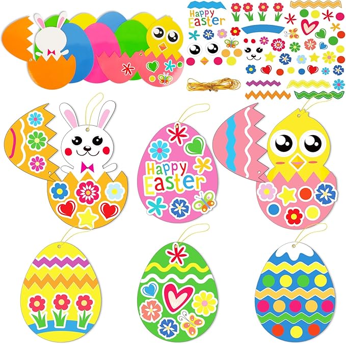 30 PCS Easter Egg Bunny Craft Kits for Preschool Kids Paper DIY Easter Chick Egg Rabbit Craft Kits for Home Classroom Game Art Activities Party Favors