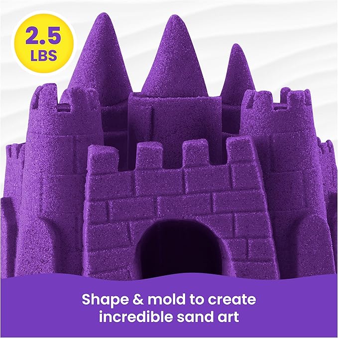 Kinetic Sand, 2.5lbs Purple Play Sand, Moldable Sensory Toys for Kids, Resealable Bag, for Ages 3 and up