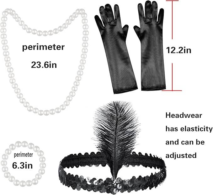 Kids 1920s Flapper Costume for Girls Dress with Accessories Set Kids Halloween Party Cosplay 4-12 Years