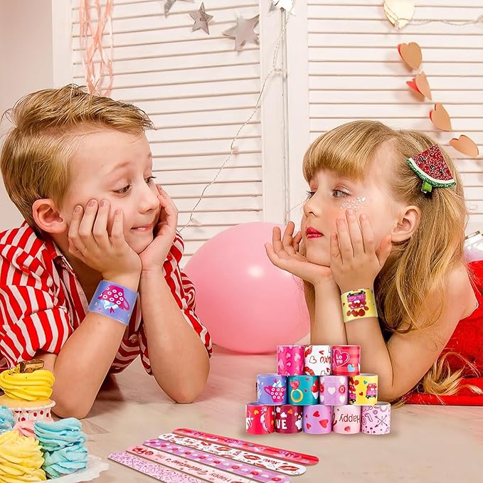 36 PCS Valentines Day Slap Bracelets Kids Party Favors, Bulk Snap Bracelet St Patrick's Day Party Favors Supplies for kids&teens Gifts Teacher Classroom School Favors Prizes