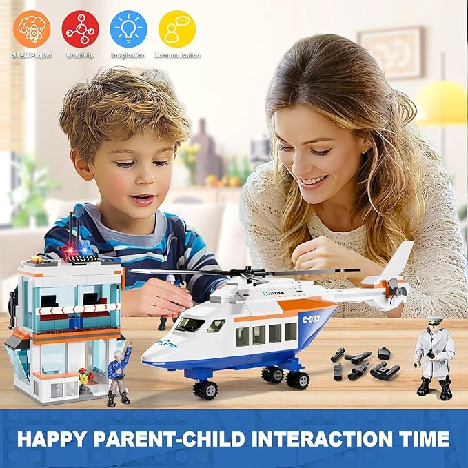 City Passenger Airplane Building Set for Boys, 3 in 1 Plane Helicopter Toy Kit with 3 Airport Staff, Terminal, Baggage Truck, Radar Tower, STEM Toy Gift for Kids Girls 6 7 8 9 10+ Years Old (796 PCS)
