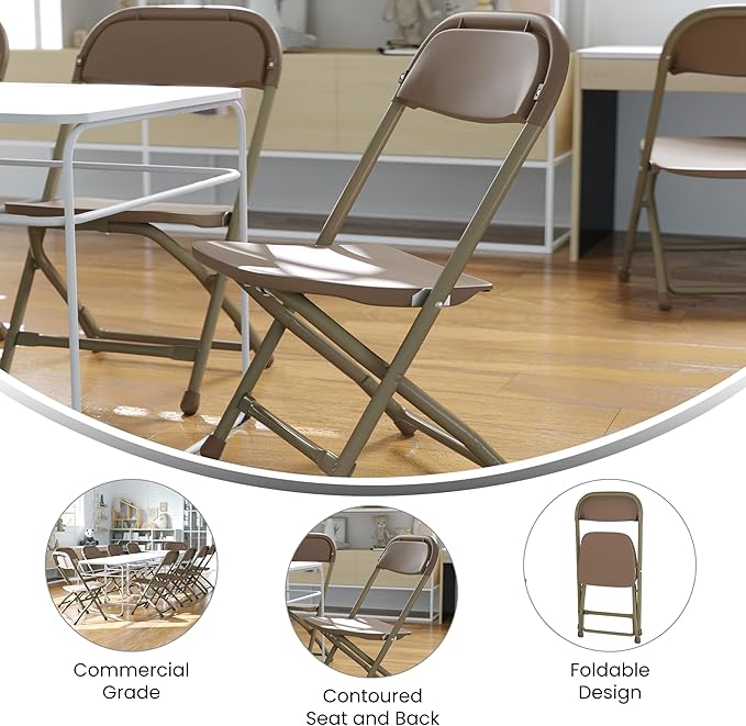 Flash Furniture 2 Pk. Kids Brown Plastic Folding Chair