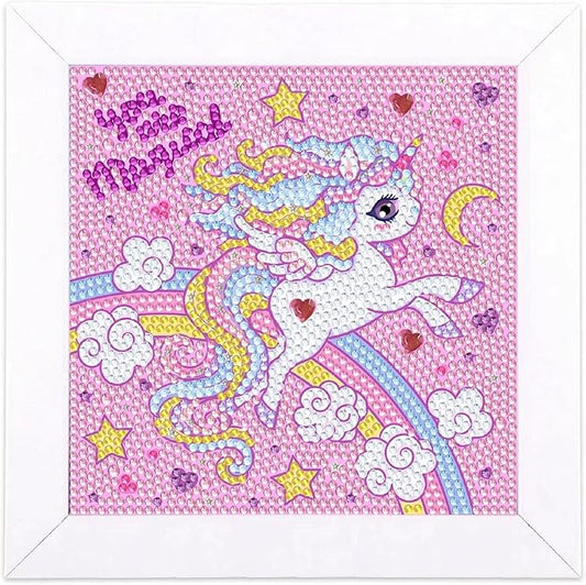 Junrife 5D Diamond Craft Kits Stickers for Kids,Gem Kids' Paint by Number Kits Mosaic Sticker - Best Gifts for Girls Over Ages 6 Easy for Kids Adult Beginners