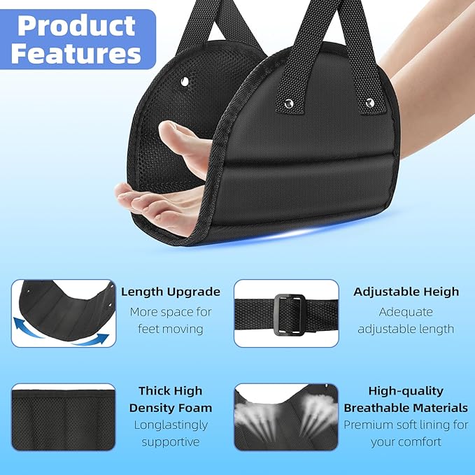 Travel Essentials Women Men, 2 Pack Black Airplane Footrest Leg Foot Hammock Rest Travel Luggage Accessories Gadgets Under Desk Flying Long Fight Trip Seat Organizer Must Haves Gifts Kids Needs