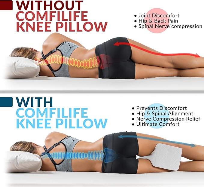 ComfiLife Orthopedic Knee and Leg Pillow for Side Sleepers Sleeping - 100% Polyurethane Foam for Back Pain, Hip Pain Relief