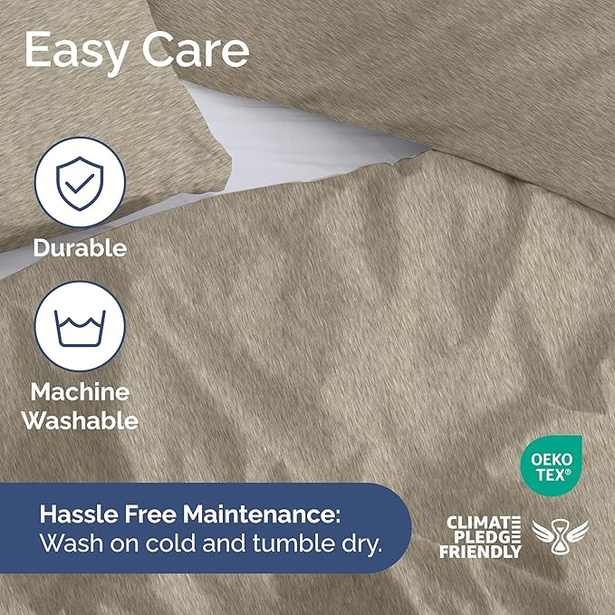 CGK Unlimited Duvet Cover Twin/Twin XL Size Set - Extra Soft Duvet Cover 68 x 90 with 1 Pillow Sham - Hotel Quality, Fade Free w/Zipper Closures & Ties - Bedding and Bed Linens Set (Heathered Beige)