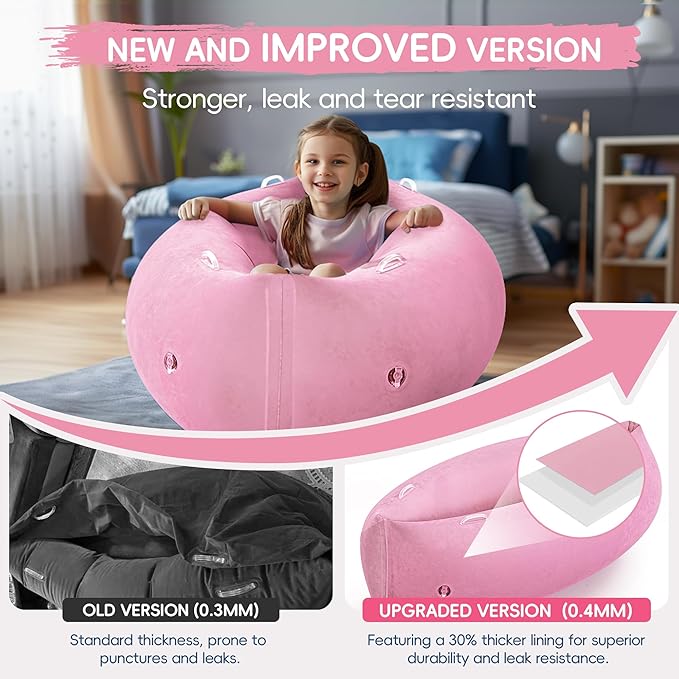 OUTREE Upgraded Sensory Chair for Kids — 60" Sensory Pod Inflatable Peapod for Children, Includes Electric Air Pump,Sensory Toys Giftfor Kids with Autism,Pink