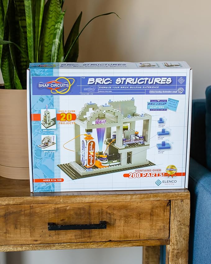Snap Circuits BRIC: Structures | Brick & Electronics Exploration Kit | Over 20 Stem & Brick Projects | Full Color Project Manual | 20 Parts | 75 BRIC-2-Snap Adapters | 140+ BRICs