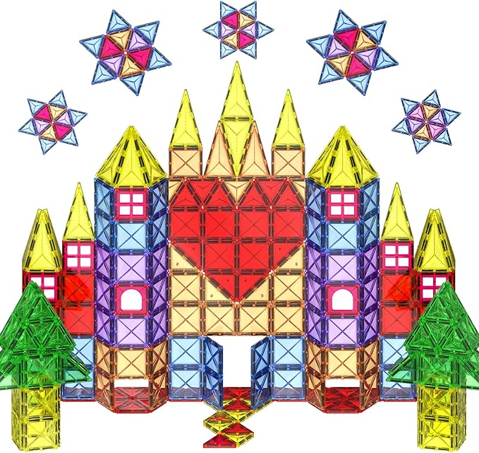 Crenova Magnetic Tiles Kids Toys, Magnetic Blocks Building Sets, Construction STEM Sensory Toy for Toddler Ages 4-8, Preschool Learning Educational Game for Boys Girls, Birthday Gift