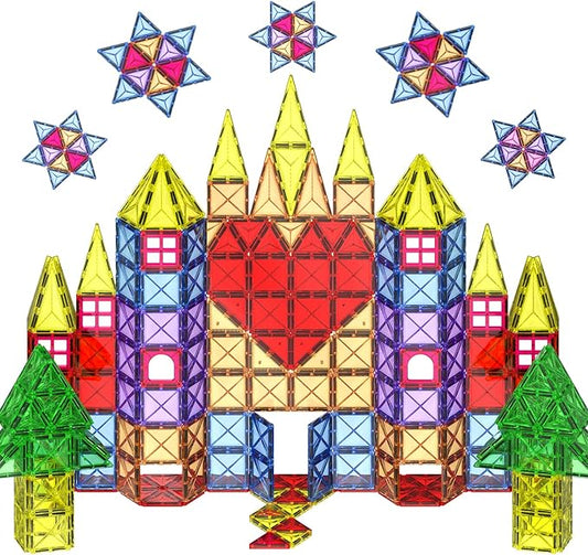 Crenova Magnetic Tiles Kids Toys, Magnetic Blocks Building Sets, Construction STEM Sensory Toy for Toddler Ages 4-8, Preschool Learning Educational Game for Boys Girls, Birthday Gift