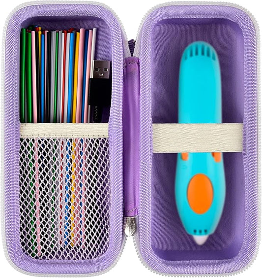 GWCASE Case Compatible with 3Doodler Start+ Essentials for 3D Pen Set for Kids, Storage Organizer Carrying Holder Fit for Printing Pens, Plastic Refill Blister, Micro-USB Charger (Box Only)-Purple