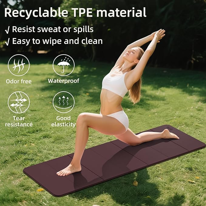 1/2 Inch Extra Thick Yoga Mat Pilates Equipment, 69"x24" Odorless Workout Mats for Home Gym, Non-slip Exercise Mats for Women Men Home Workout, Foldable Yoga Mats for Travel Camping Sleeping
